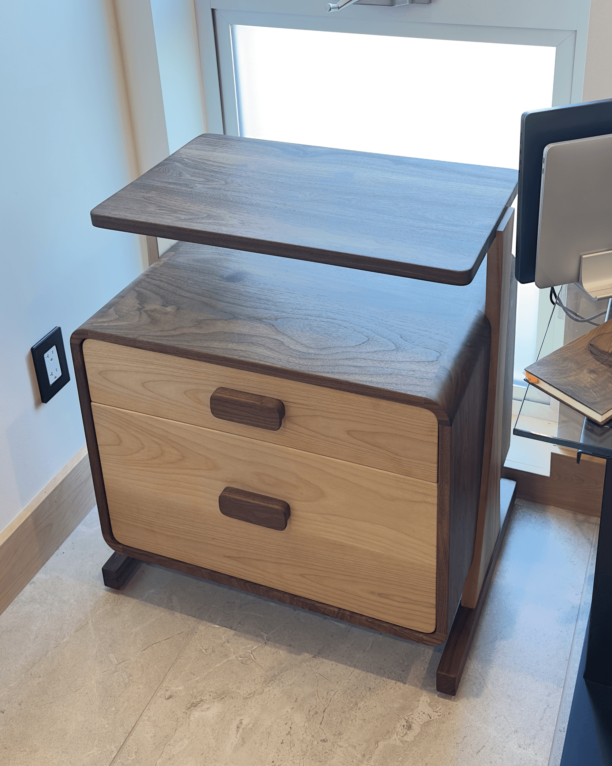Two tone cabinet built from solid walnut and birch